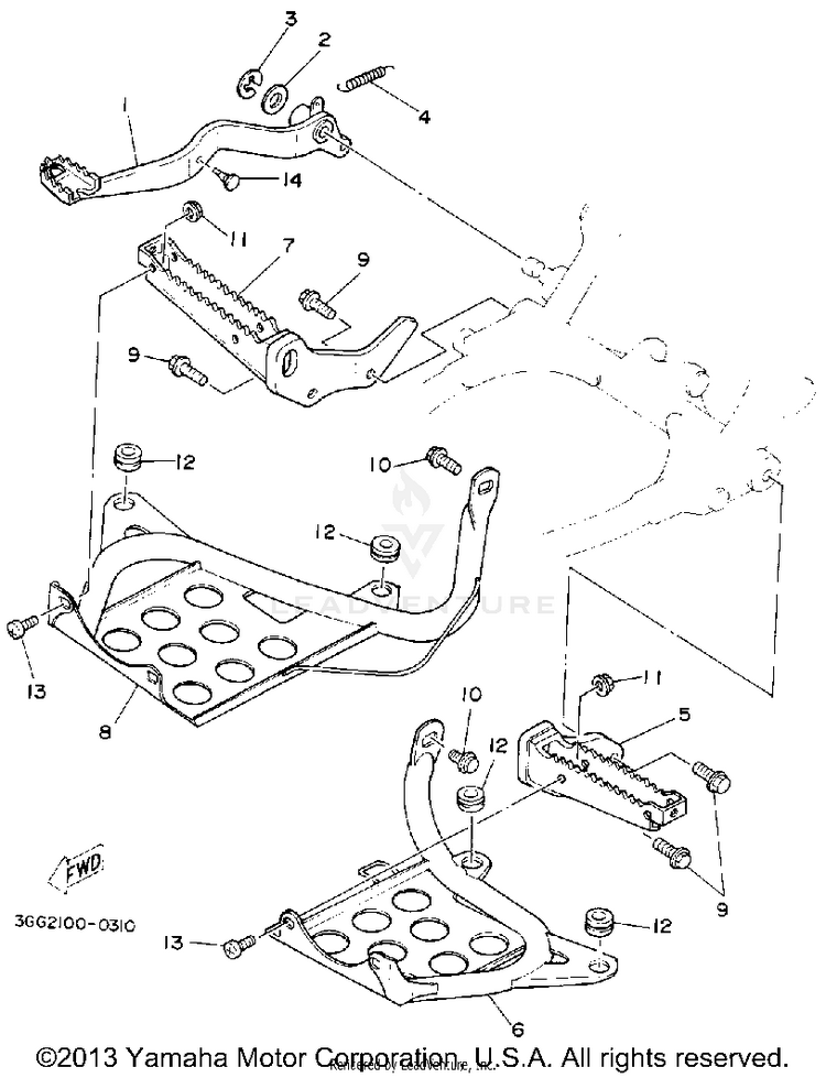 Stand-Footrest BANSHEE - YFZ350D - 1992 Schematic