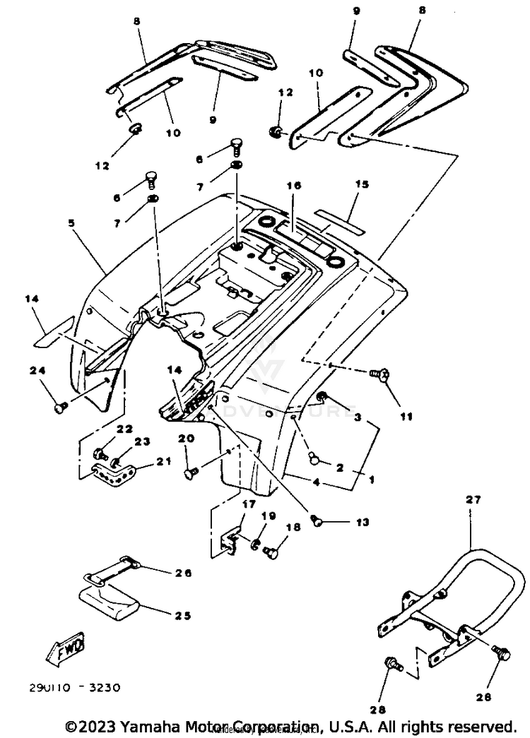 Rear Fender - Bumper (Ytm225dxk) Schematic