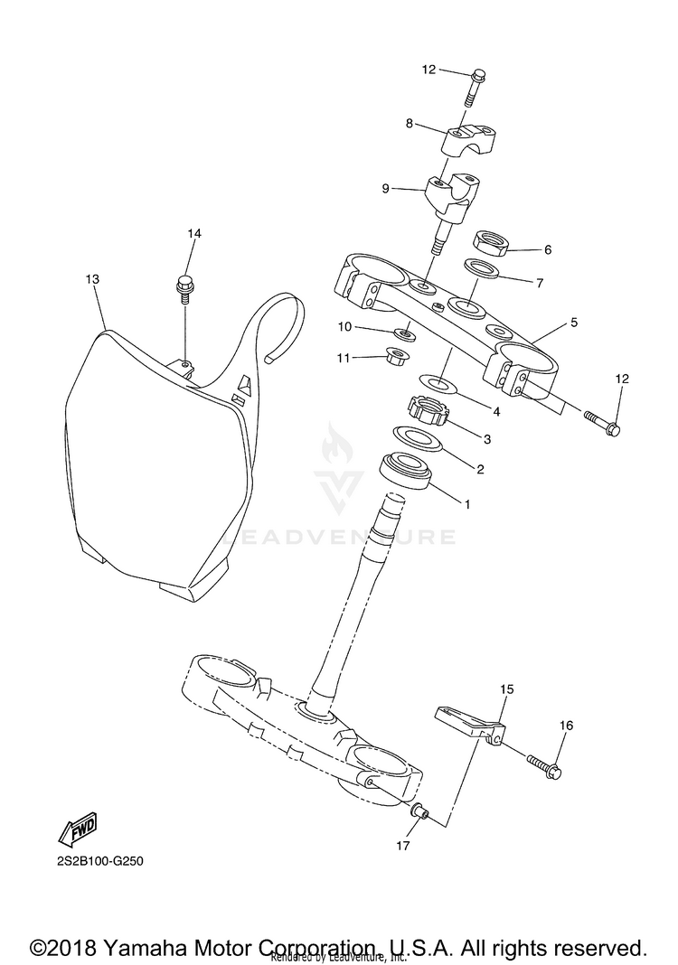 Steering YZ450F - YZ450FXL - 2008 Schematic