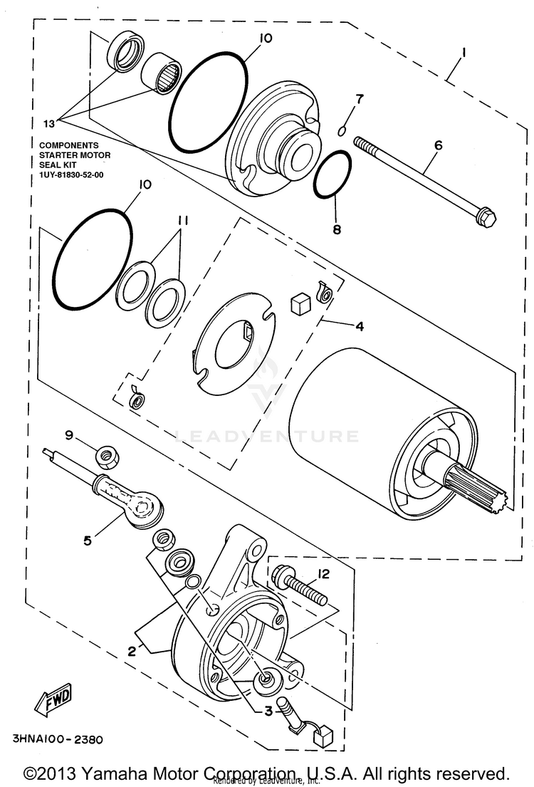 Starting Motor BIG BEAR 4WD - YFM350FWF - 1994 Schematic