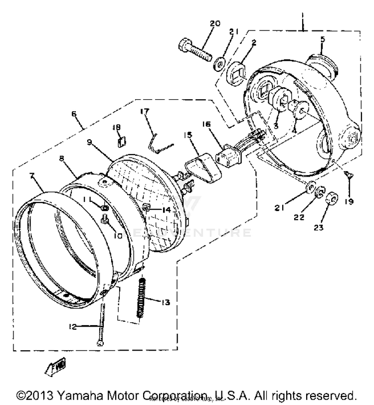 Head Lamp XT500E_205 - 1978 Schematic