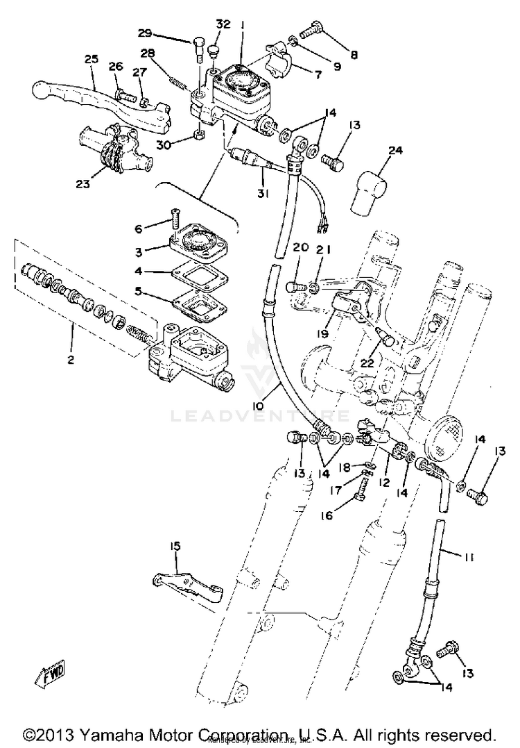 Front Master Cylinder-Brake Hose Schematic