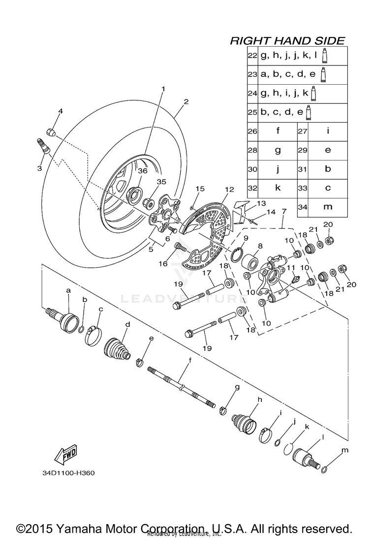 Rear Wheel 2 GRIZZLY 700 EPS 4WD - YFM7FGPA - 2011 Schematic