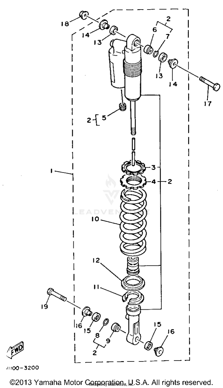 Rear Shocks YZ250E1 - 1993 Schematic