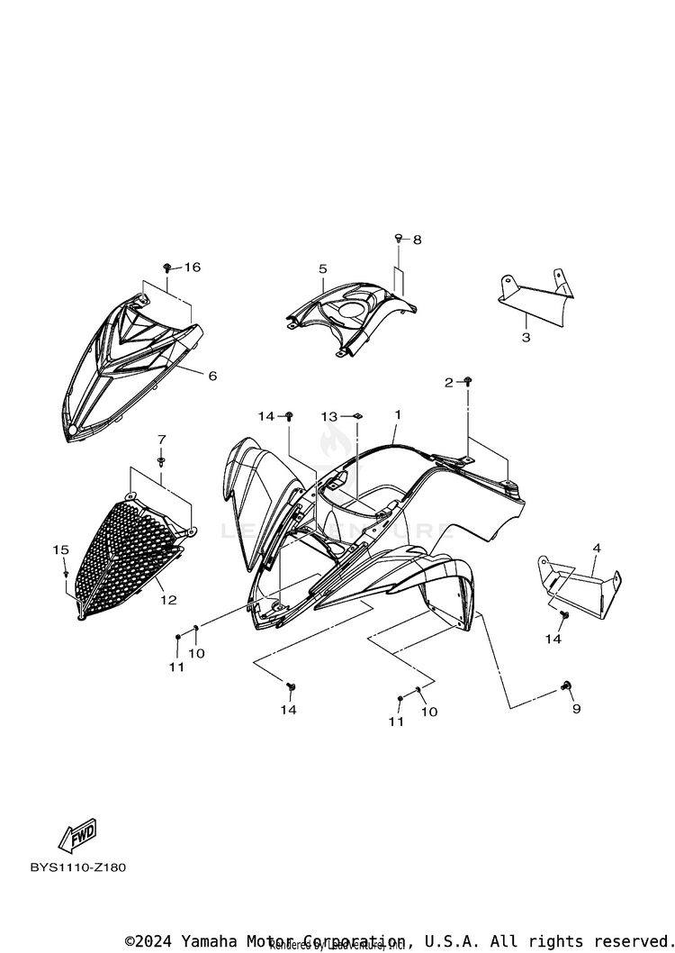 Front Fender RAPTOR 110 - YFM01RYXSG - 2025 Schematic