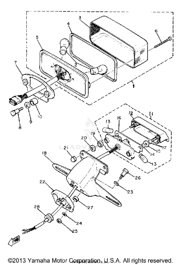 Taillight XS1100LH - 1981 Schematic