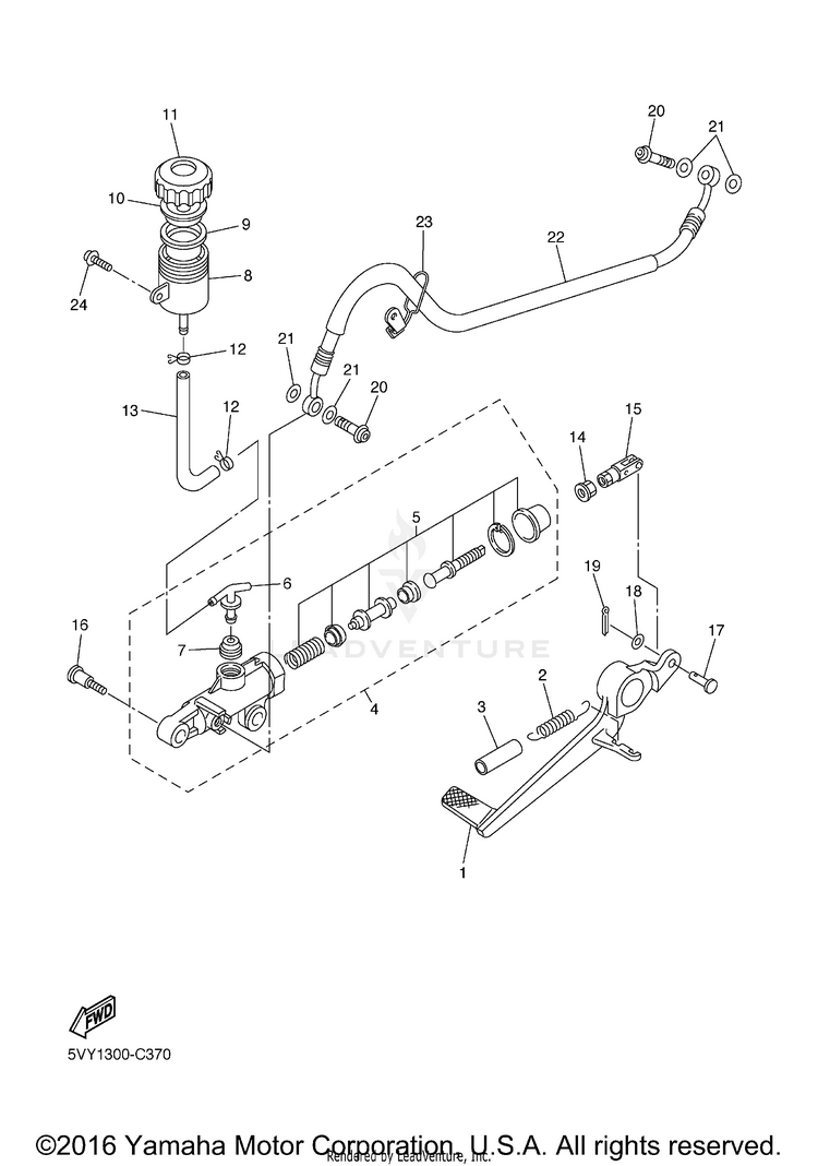 Rear Master Cylinder R1 - YZFR1VC - 2006 Schematic