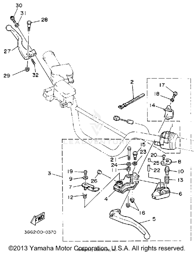 Handle Switch-Lever BANSHEE - YFZ350D - 1992 Schematic
