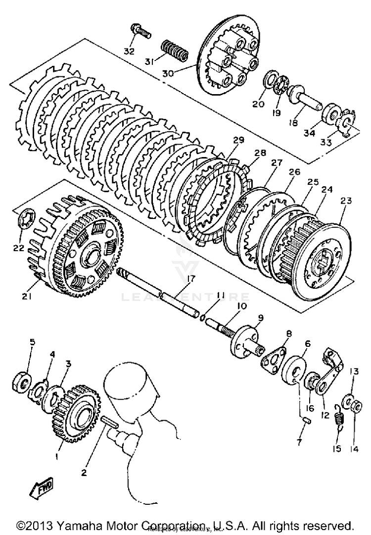 Clutch VIRAGO 700 - XV700SSC - 1986 Schematic
