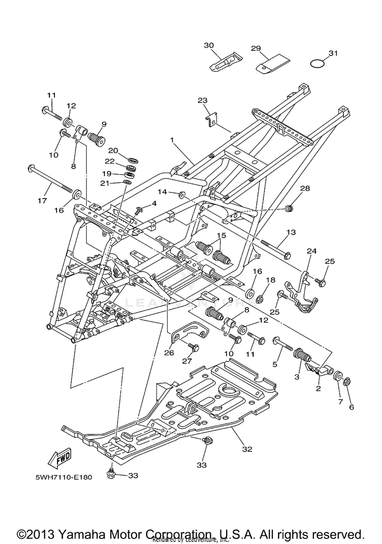 Frame GRIZZLY 350 2WD (BLACK METALLIC J) - YFM35GYB - 2009 Schematic