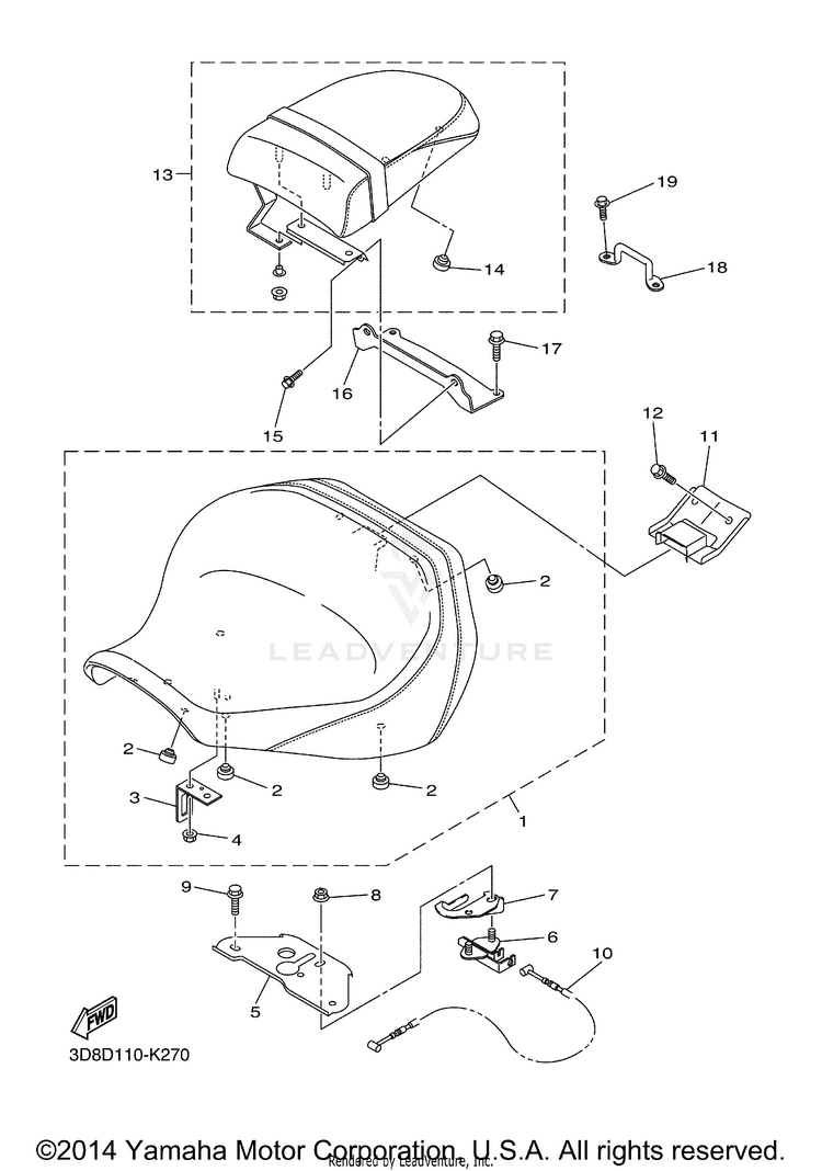 Seat V STAR 1300 DELUXE - XVS13BGFC - 2015 Schematic