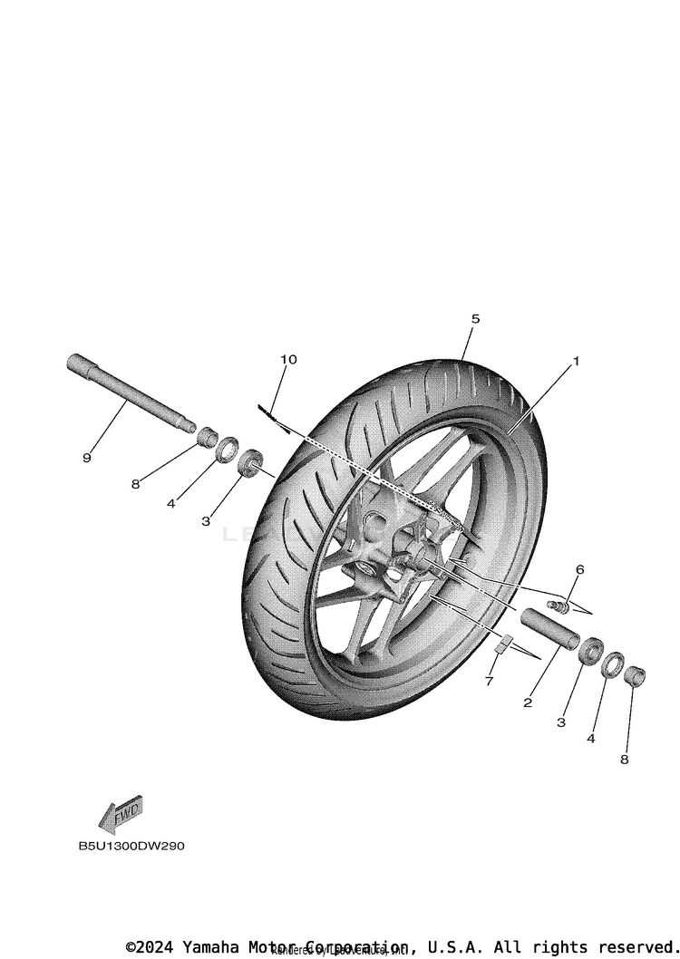 Front Wheel TRACER 9 GT - MTT9GTNCR - 2022 Schematic