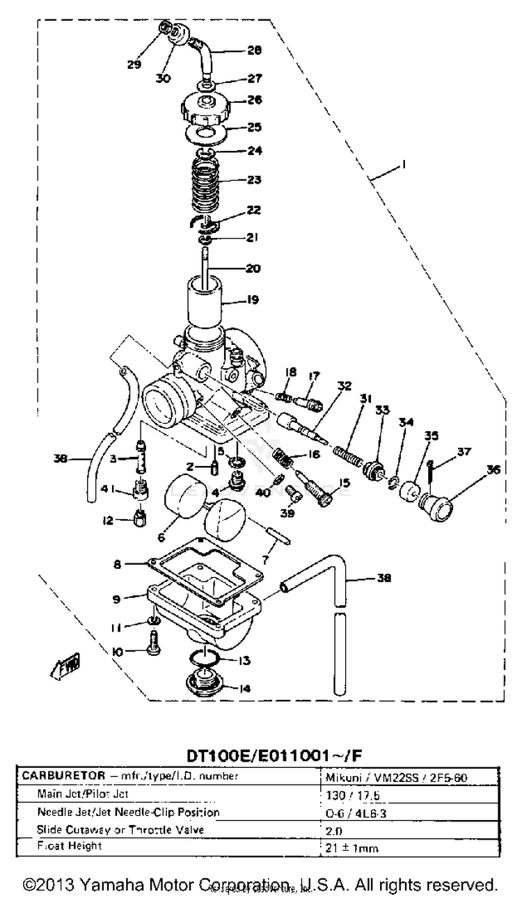 Carburetor Dt100e E011001-F Schematic