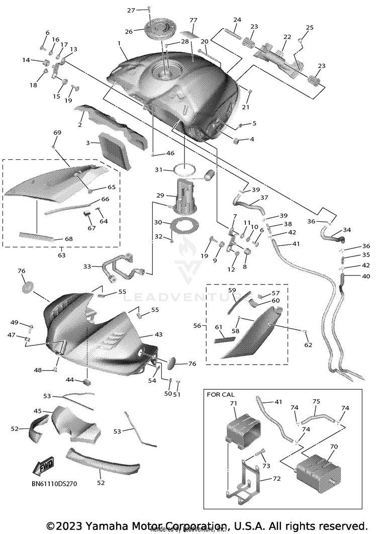 Fuel Tank YZF-R6 - YZFR6HCB - 2017 Schematic