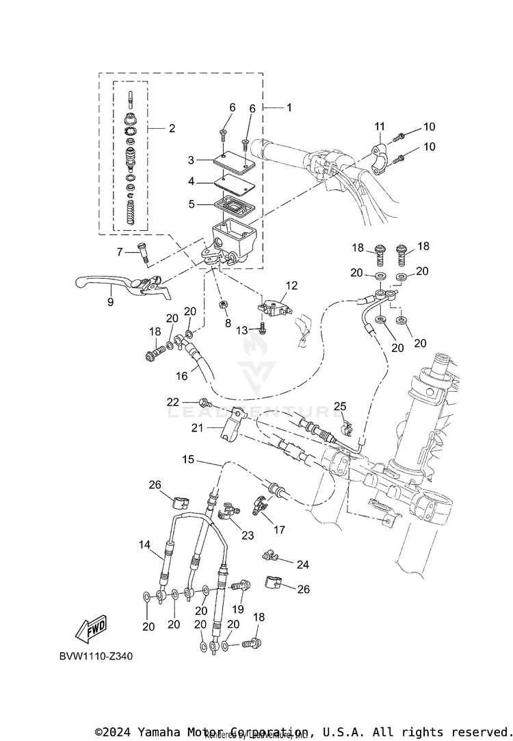 Front Master Cylinder TENERE 700 - XTZ7RB - 2024 Schematic