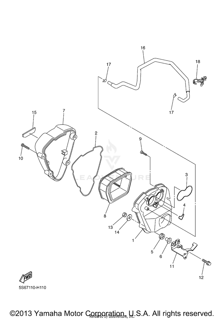 Intake 2 V STAR 1300 TOURER - XVS13CTZCB - 2010 Schematic