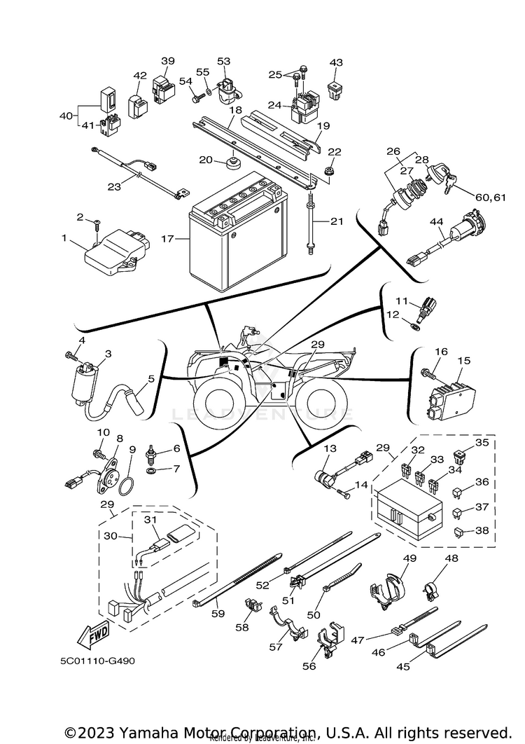 Electrical 1 GRIZZLY 700 - YFM7FGXGR - 2008 Schematic