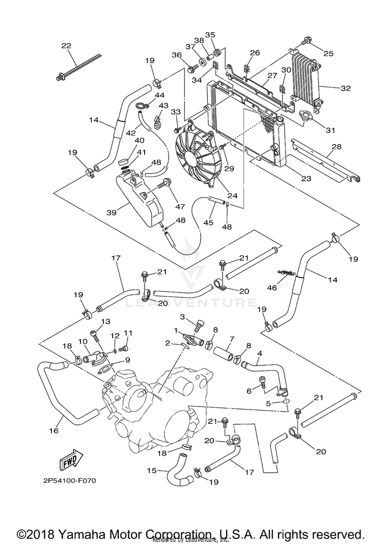 Radiator Hose RHINO 450 HUNTER - YXR45FHY - 2009 Schematic