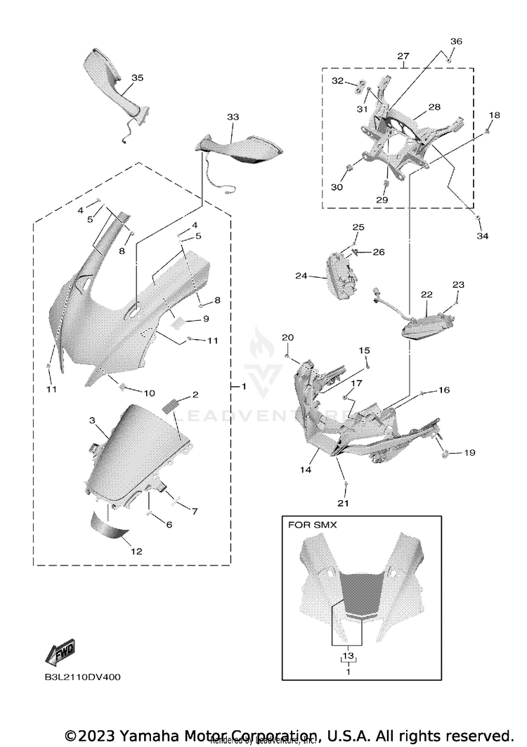 Cowling 1 YZFR1 - YZFR1LCB - 2020 Schematic