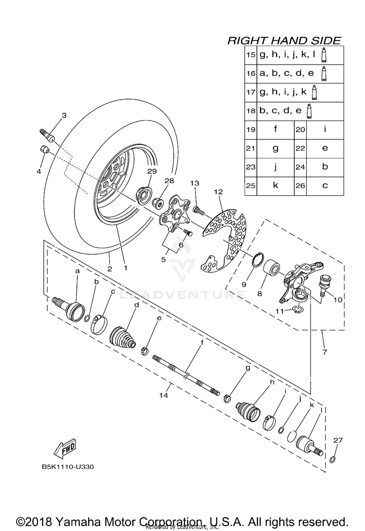 Front Wheel 2 KODIAK 700 EPS 4WD - YFM70KPXKG - 2019 Schematic