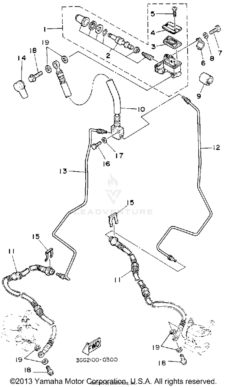 Front Master Cylinder BANSHEE - YFZ350D_MN - 1992 Schematic