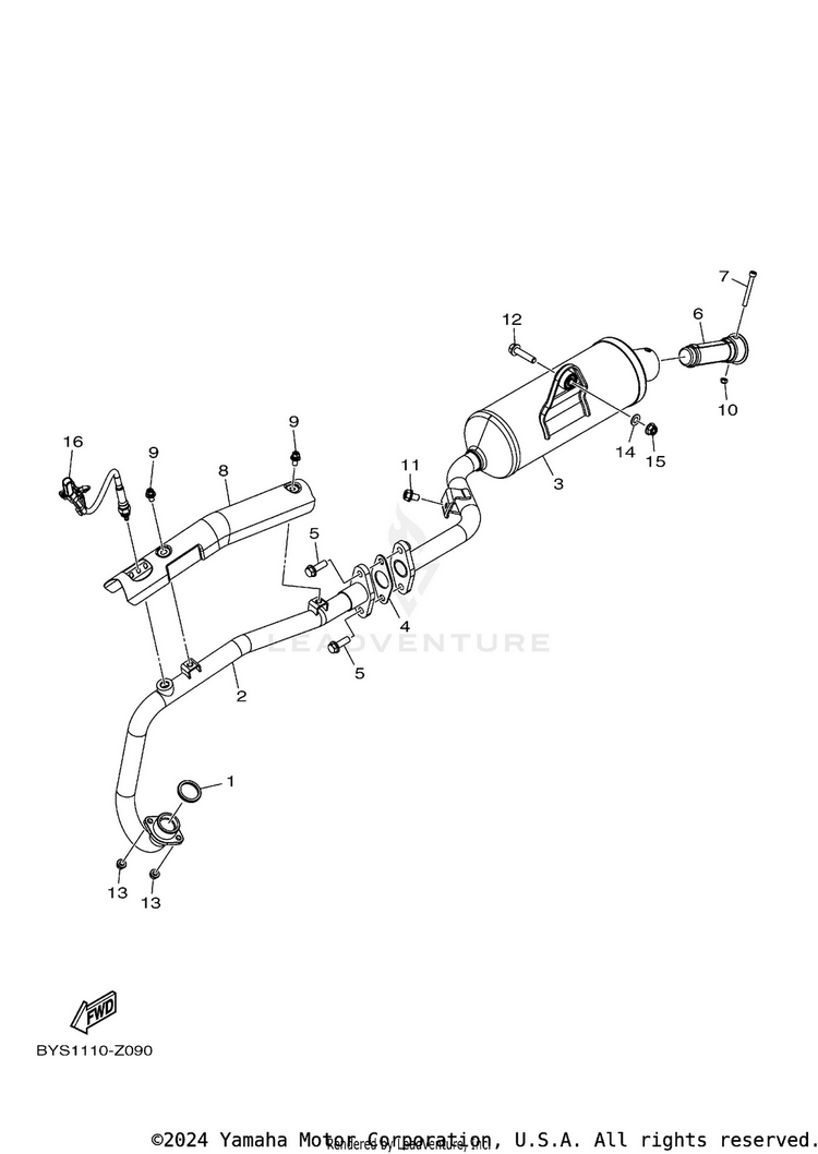 Exhaust GRIZZLY 110 - YFM01GYXTG - 2026 Schematic