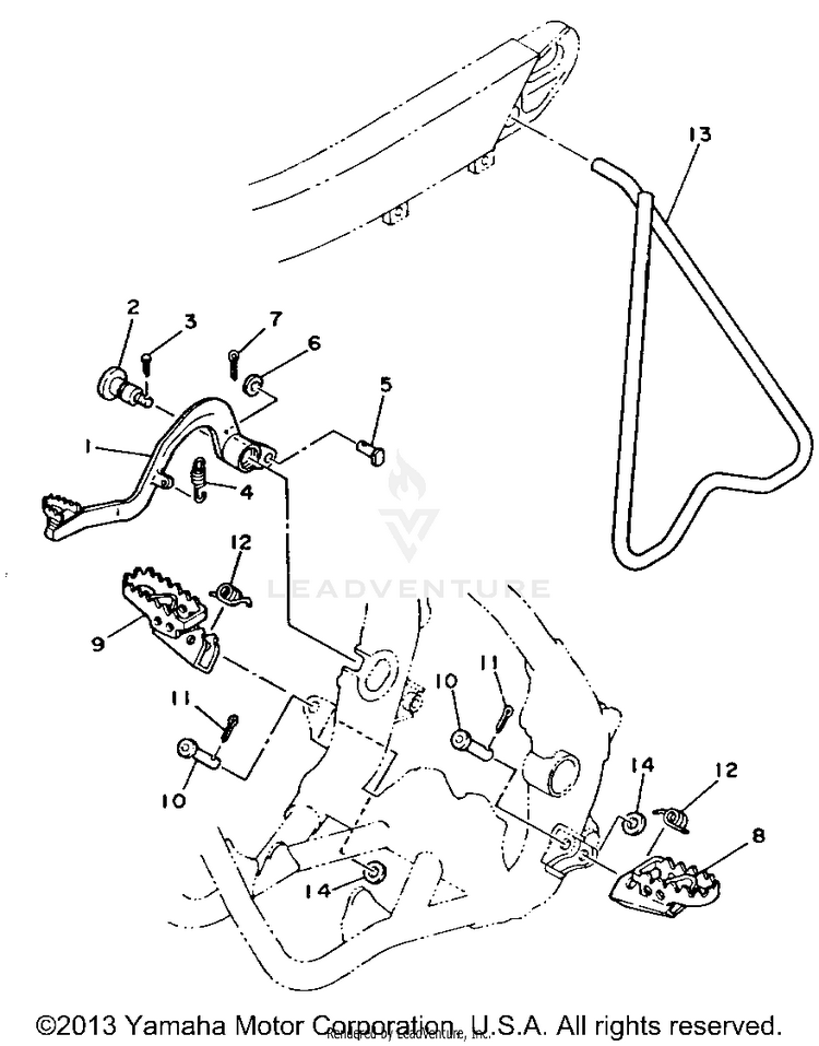 Stand - Footrest YZ250E1 - 1993 Schematic