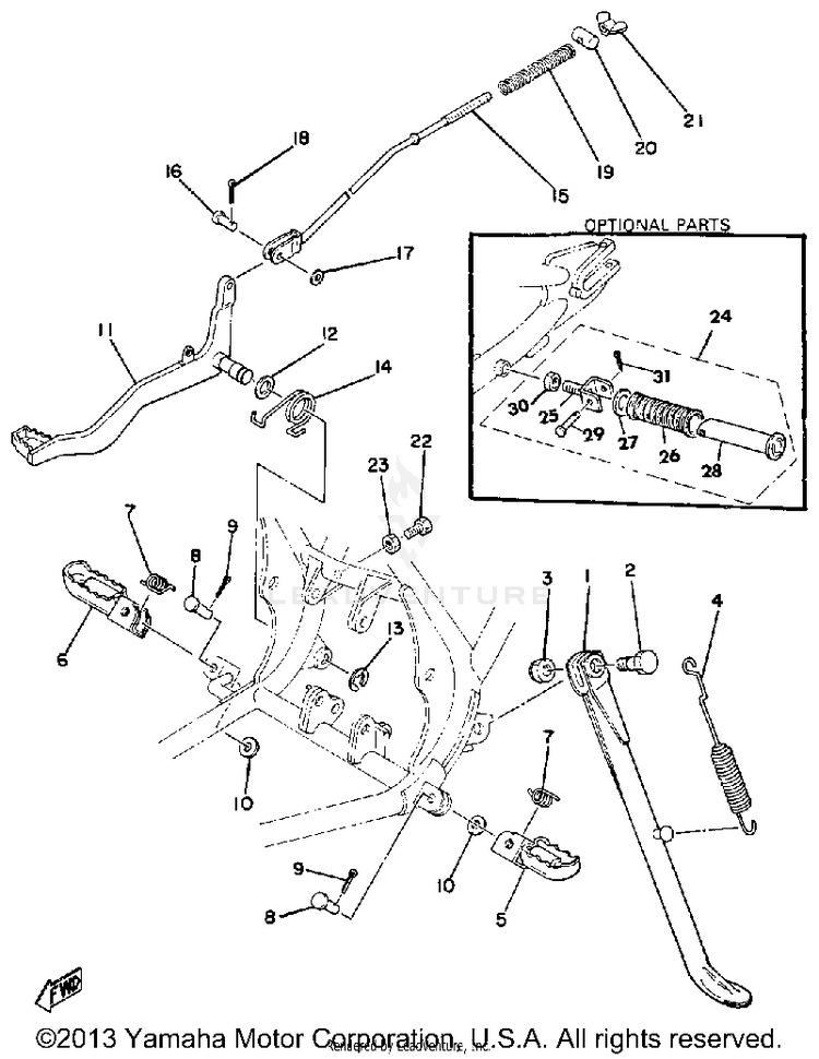 Stand - Footrest - Brake Pedal Schematic