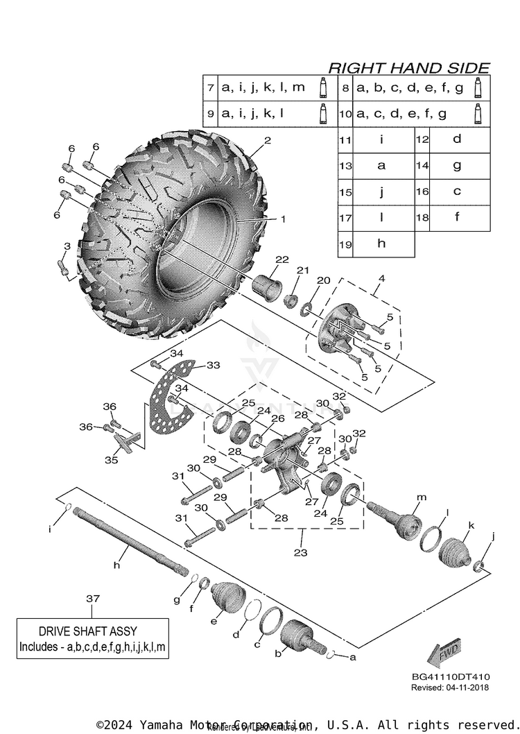 Rear Wheel 2 WOLVERINE X4 - YXF85WPAJL - 2018 Schematic
