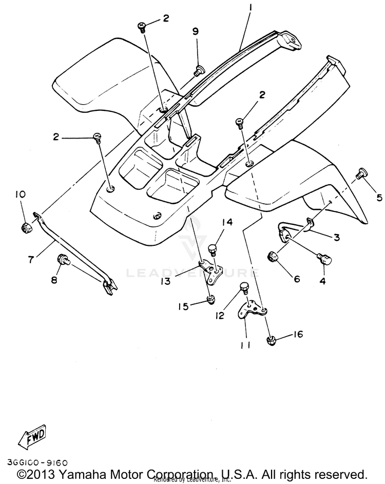 Front Fender BANSHEE - YFZ350F - 1994 Schematic