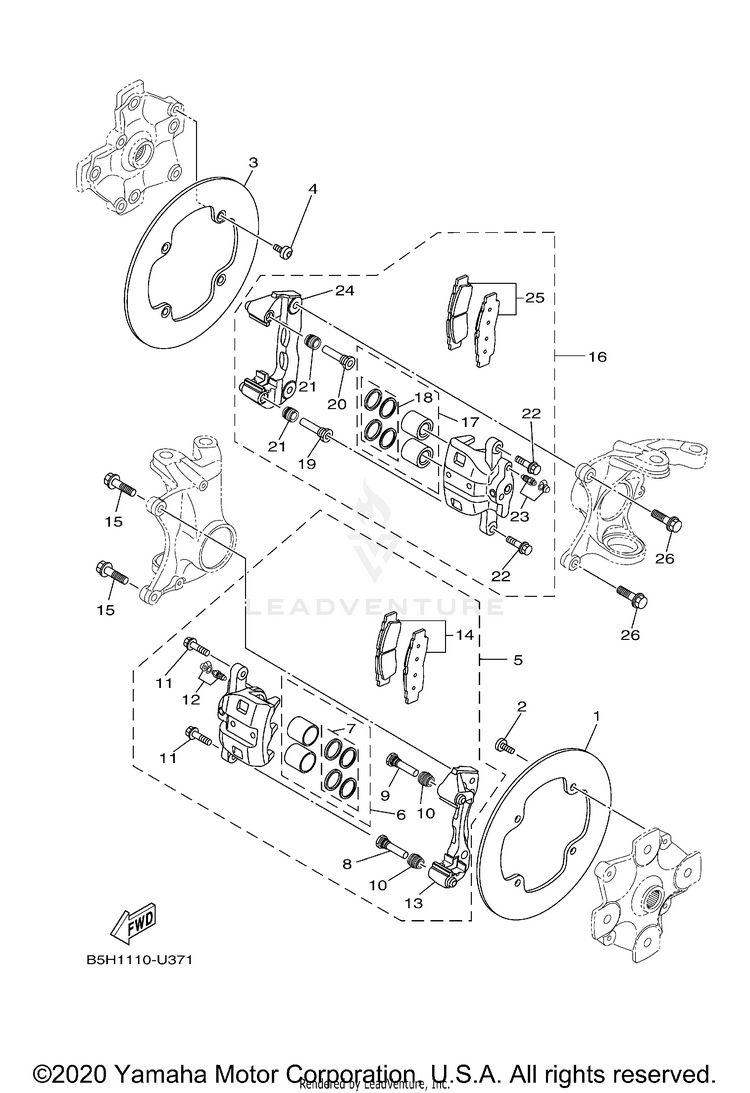 Front Brake Caliper YXZ1000R SS SE CAL - YXZ10YCCMW - 2021 Schematic