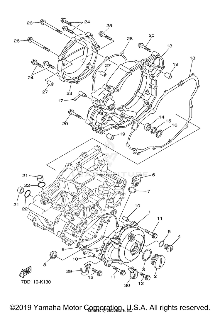 Crankcase Cover 1 YZ250F - YZ250FAB - 2011 Schematic