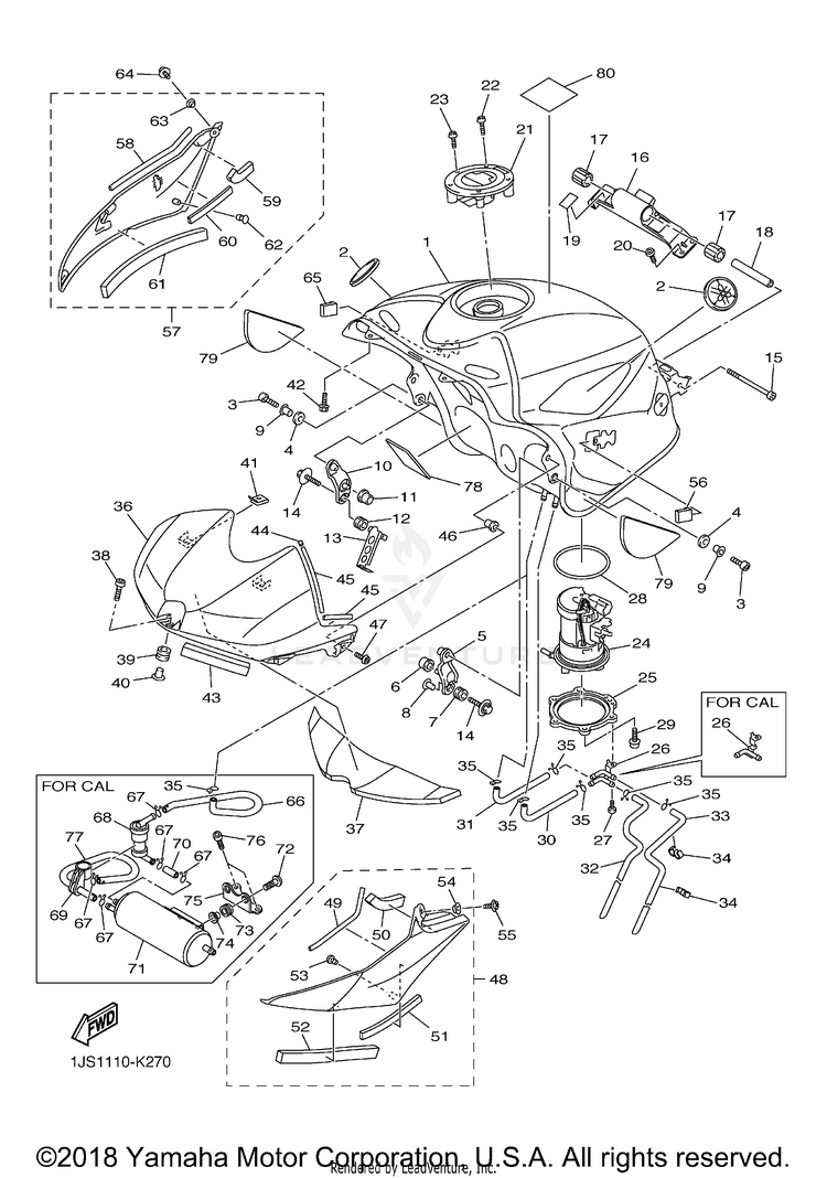 Fuel Tank YZFR6 - YZFR6ACB - 2011 Schematic
