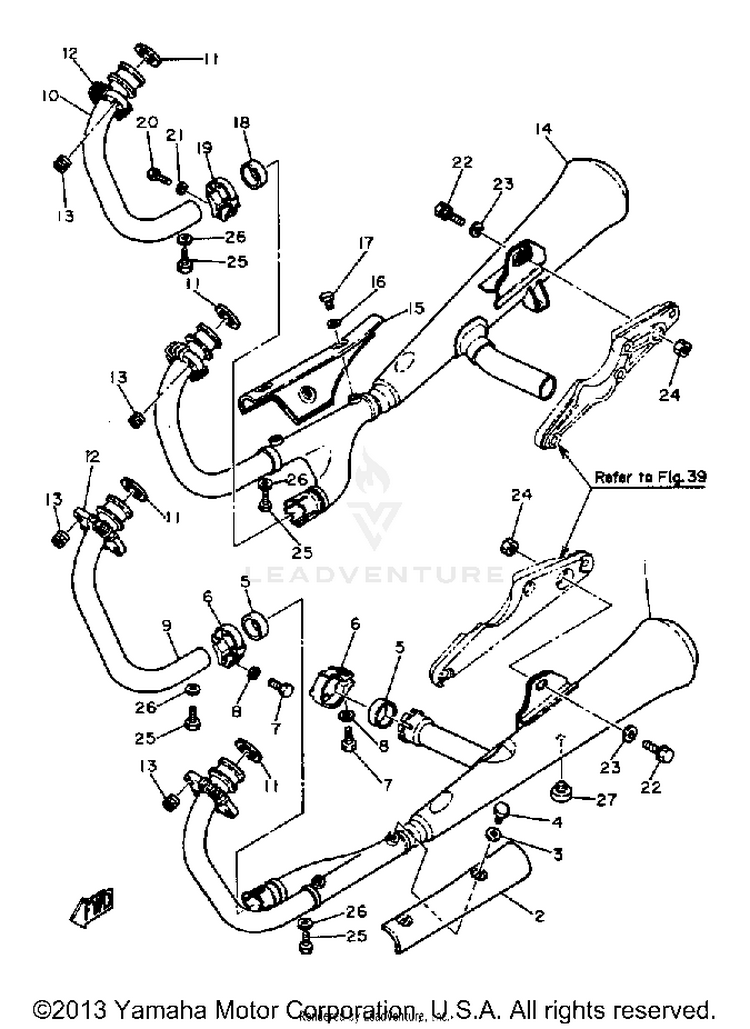Exhaust XS1100LG - 1980 Schematic