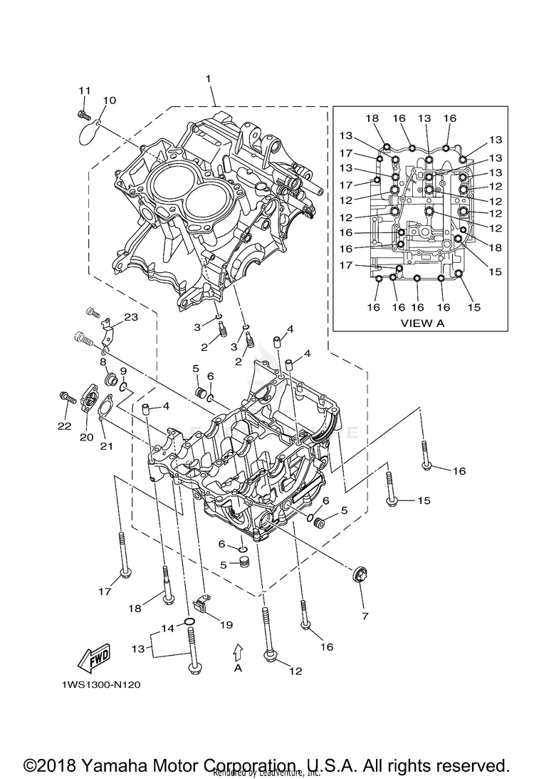 Crankcase FZ07 - FZ07GCB - 2016 Schematic