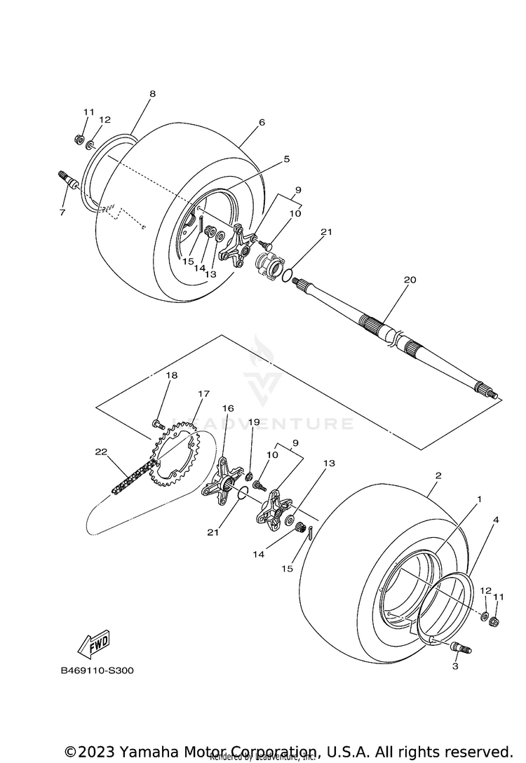 Rear Wheel RAPTOR 700R SE CAL - YFM70RCCRB - 2024 Schematic