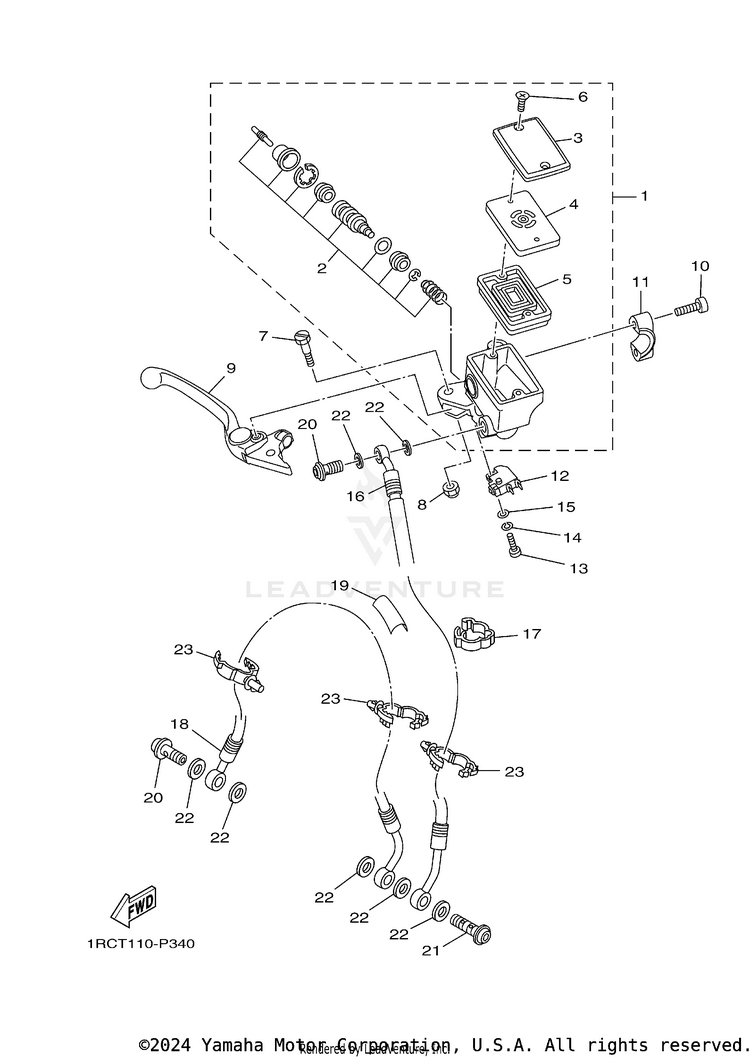 Front Master Cylinder FZ09 CA - FZ09FCGY - 2015 Schematic
