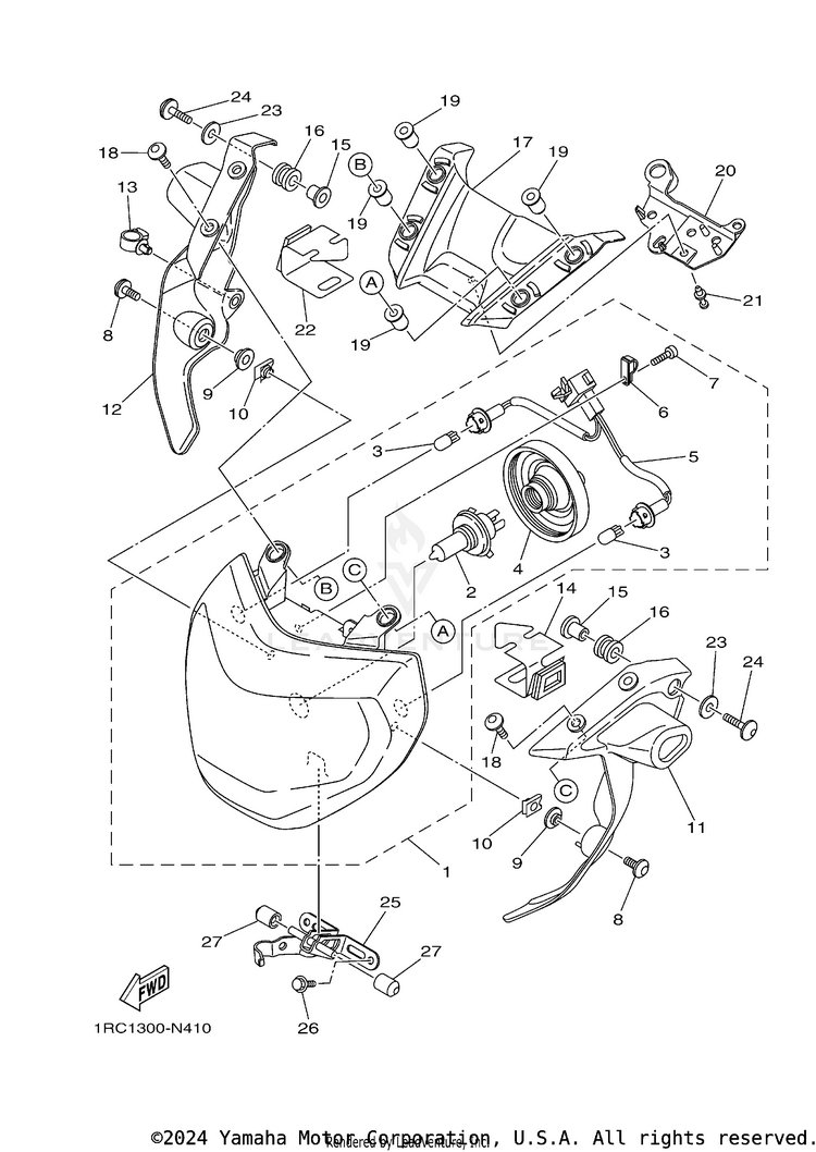 Headlight FZ09 CA - FZ09GCB - 2016 Schematic