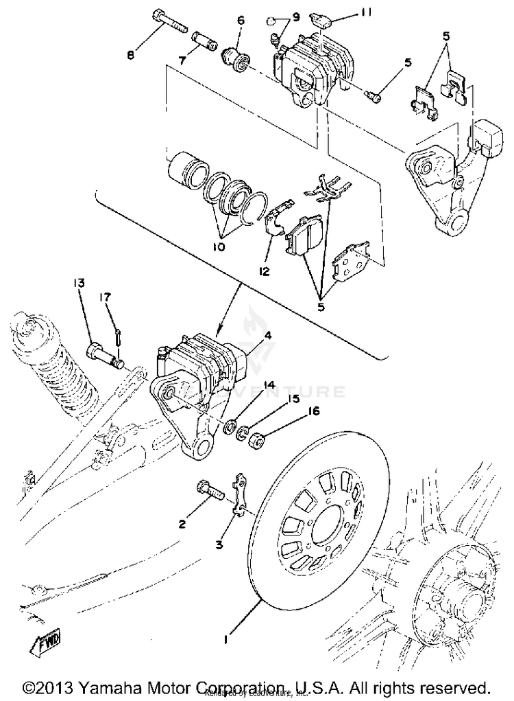 Rear Disc Brake - Caliper Schematic