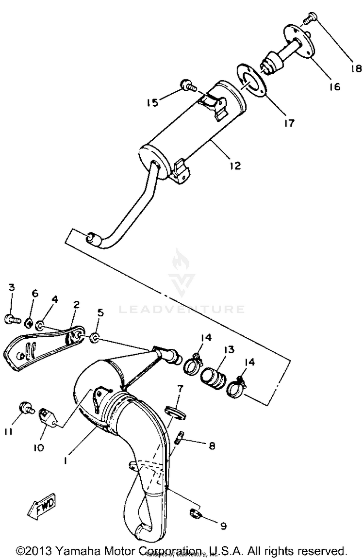 Exhaust Pipe Assembly 1 BLASTER - YFS200D_MN - 1992 Schematic