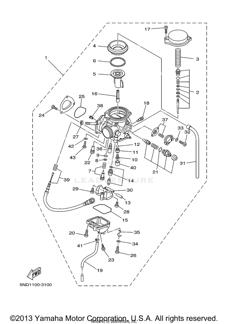 Carburetor KODIAK 400 4WD - YFM400FAR - 2003 Schematic