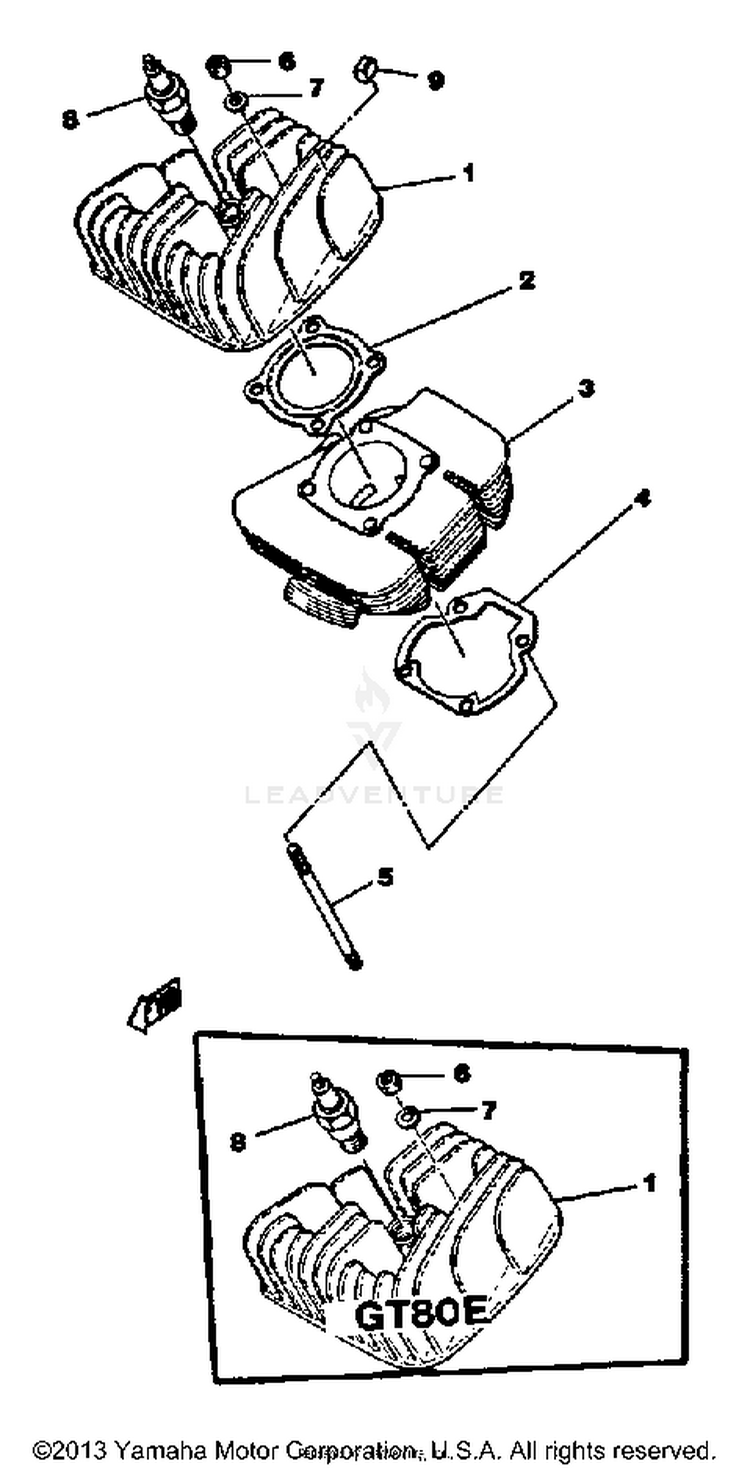 Cylinder Gt80e - Gt80e-009161 - Gt80f GT80E - 1978 Schematic