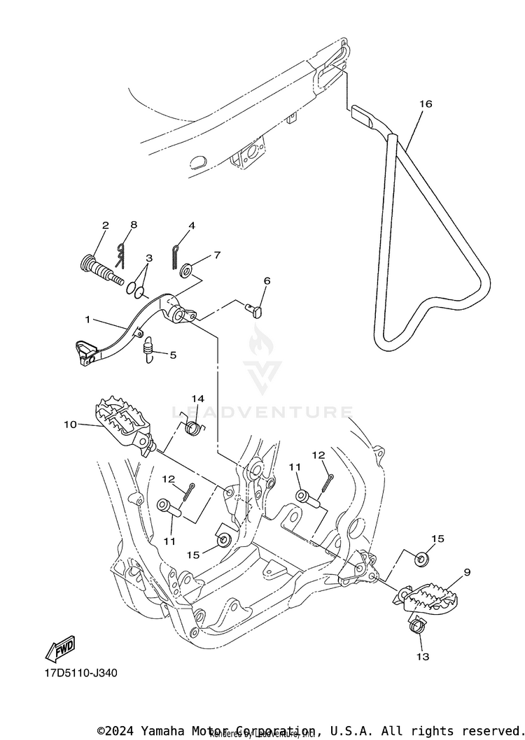 Stand Footrest YZ250FB - YZ250FBL - 2012 Schematic