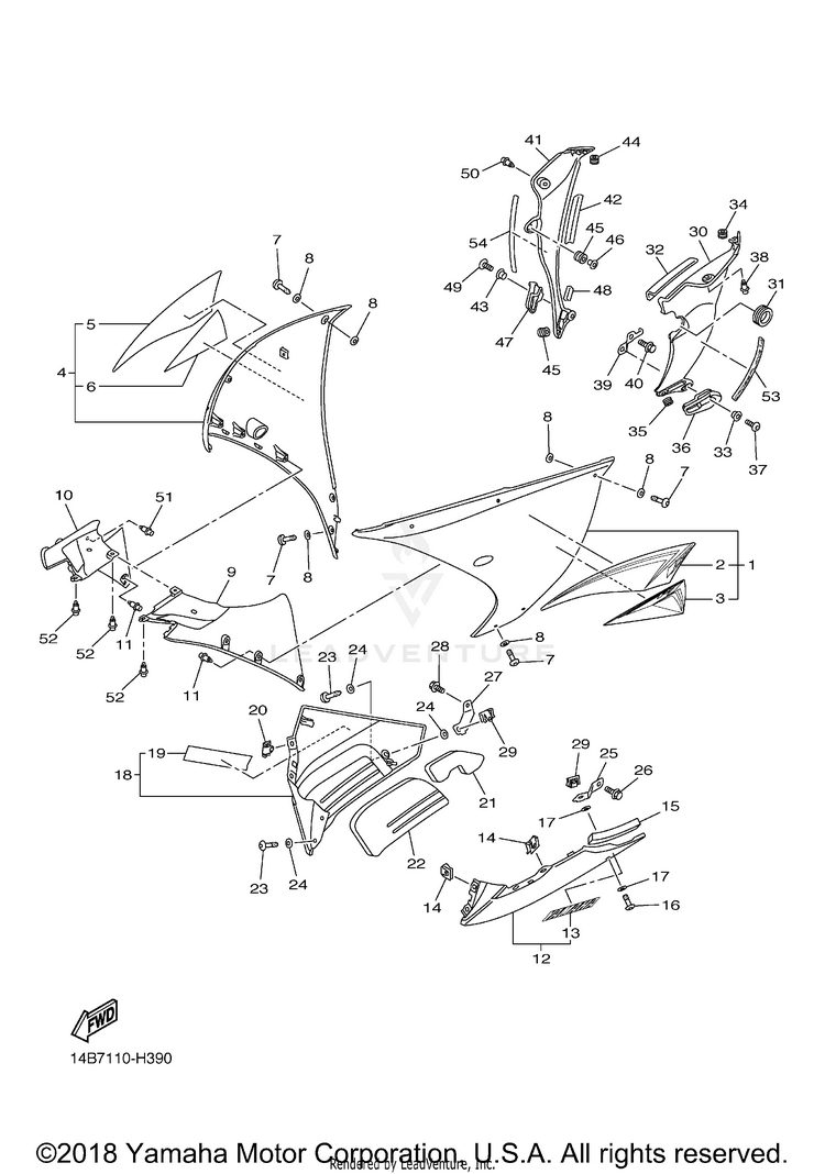 Cowling 2 YZFR1 - YZFR1YCL - 2009 Schematic