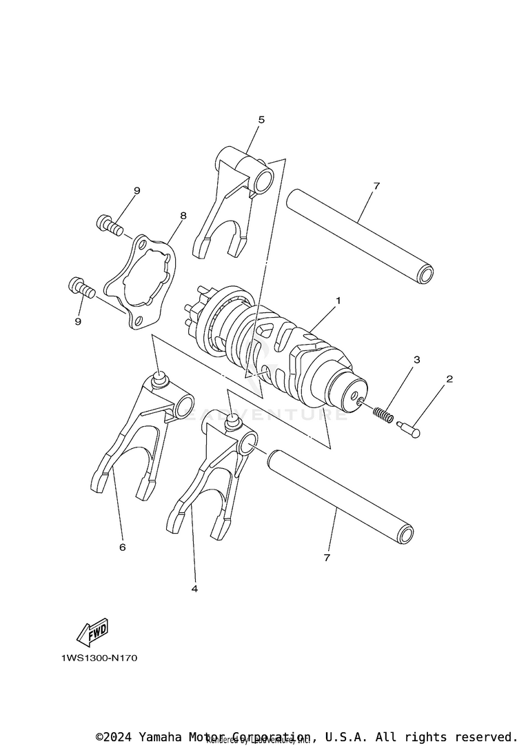 Shift Cam & Fork TENERE 700 - XTZ7NB - 2022 Schematic