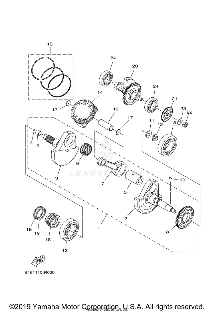 Crankshaft Piston KODIAK 700 - YFM70KDXJG - 2018 Schematic