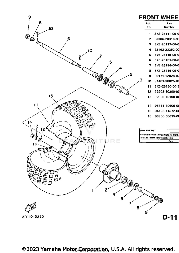Front Wheel Schematic