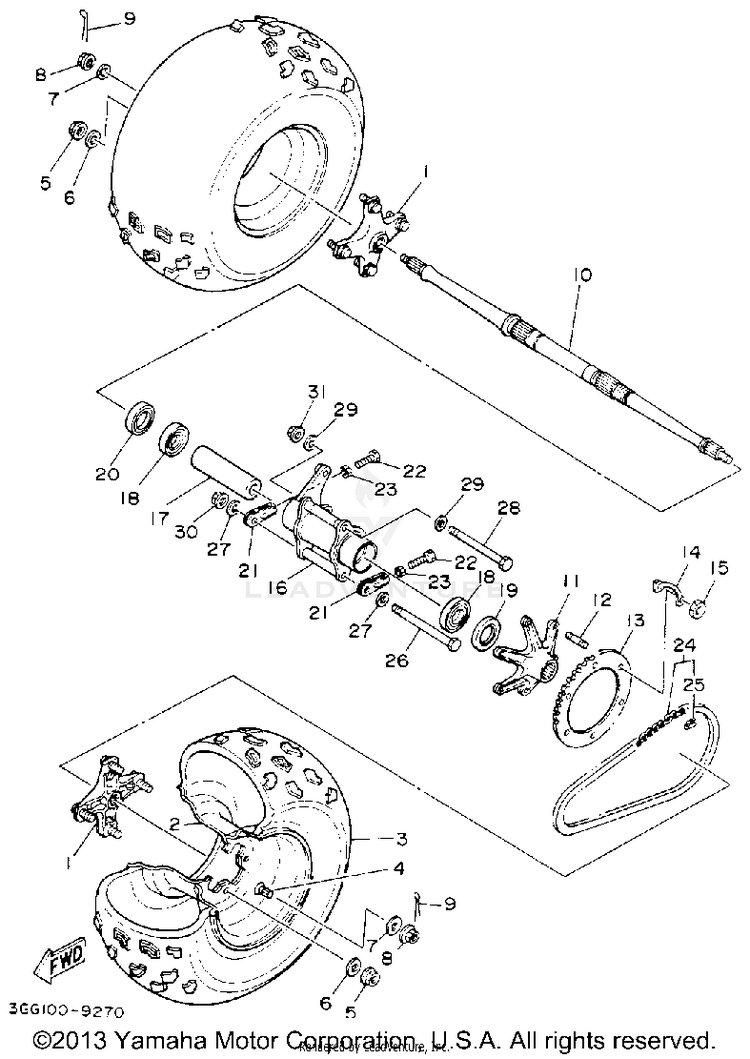 Rear Wheel BANSHEE - YFZ350D_MN - 1992 Schematic