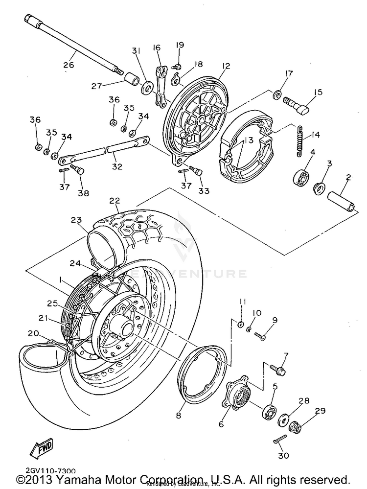 Rear Wheel VIRAGO 535 - XV535GC - 1995 Schematic