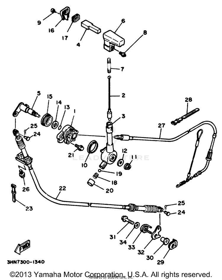 Reverse Lever BIG BEAR (ME & NH Only) - YFM350FWD_MNH - 1992 Schematic